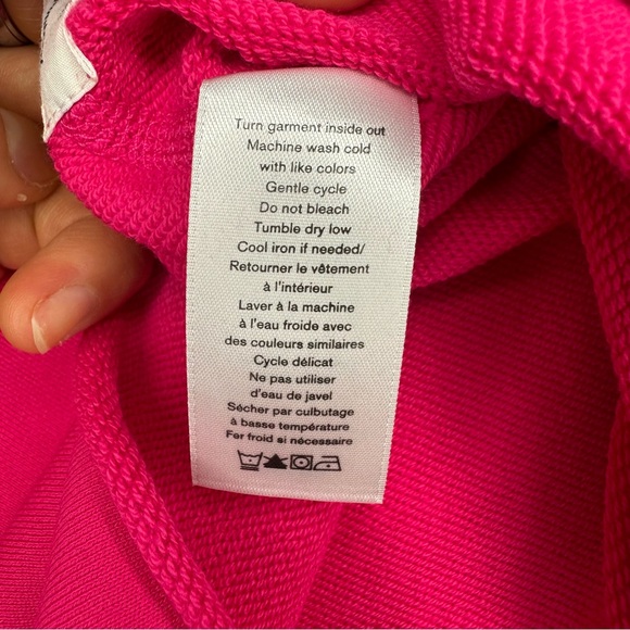 Rag & Bone - Bright Rose Script Logo Cropped Pullover Sweater - Picture 9 of 9